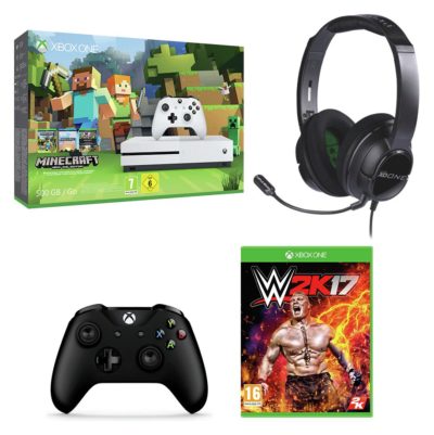 Xbox One S 500GB Console Minecraft and WWE 2K17 Bundle.